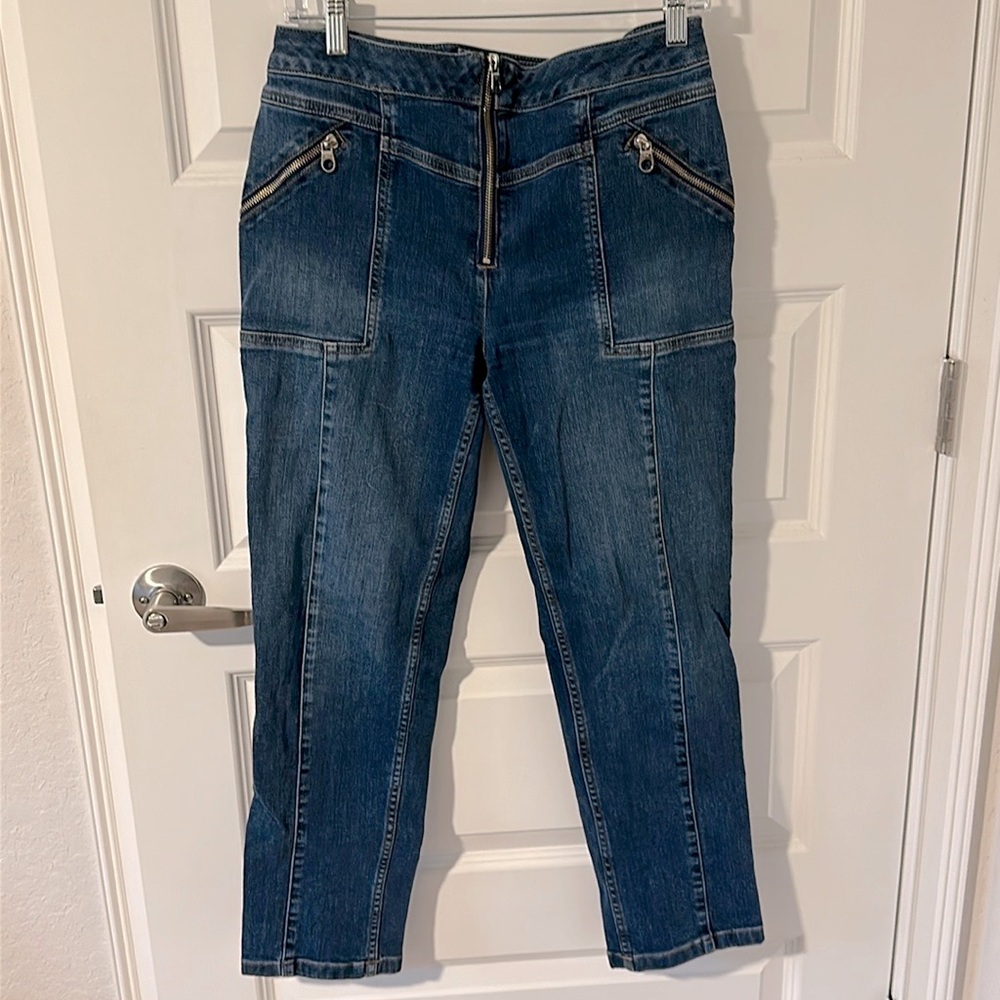 KAREN MILLEN Exposed Zip denim Jeans size US 8